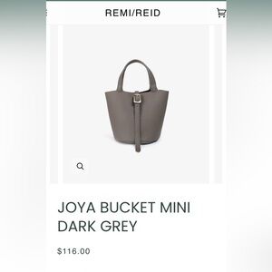 NWOT Remi/Reid Dark Gray Mini Bucket Bag. Sold out online